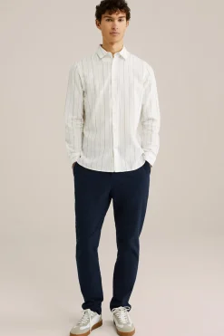 tapered seersucker pantalon