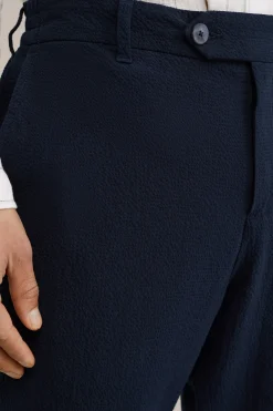 tapered seersucker pantalon