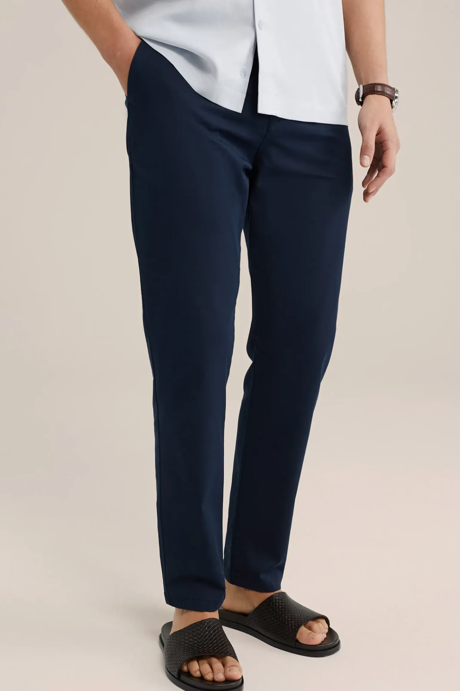 Tapered soft touch chino van katoen modalmix