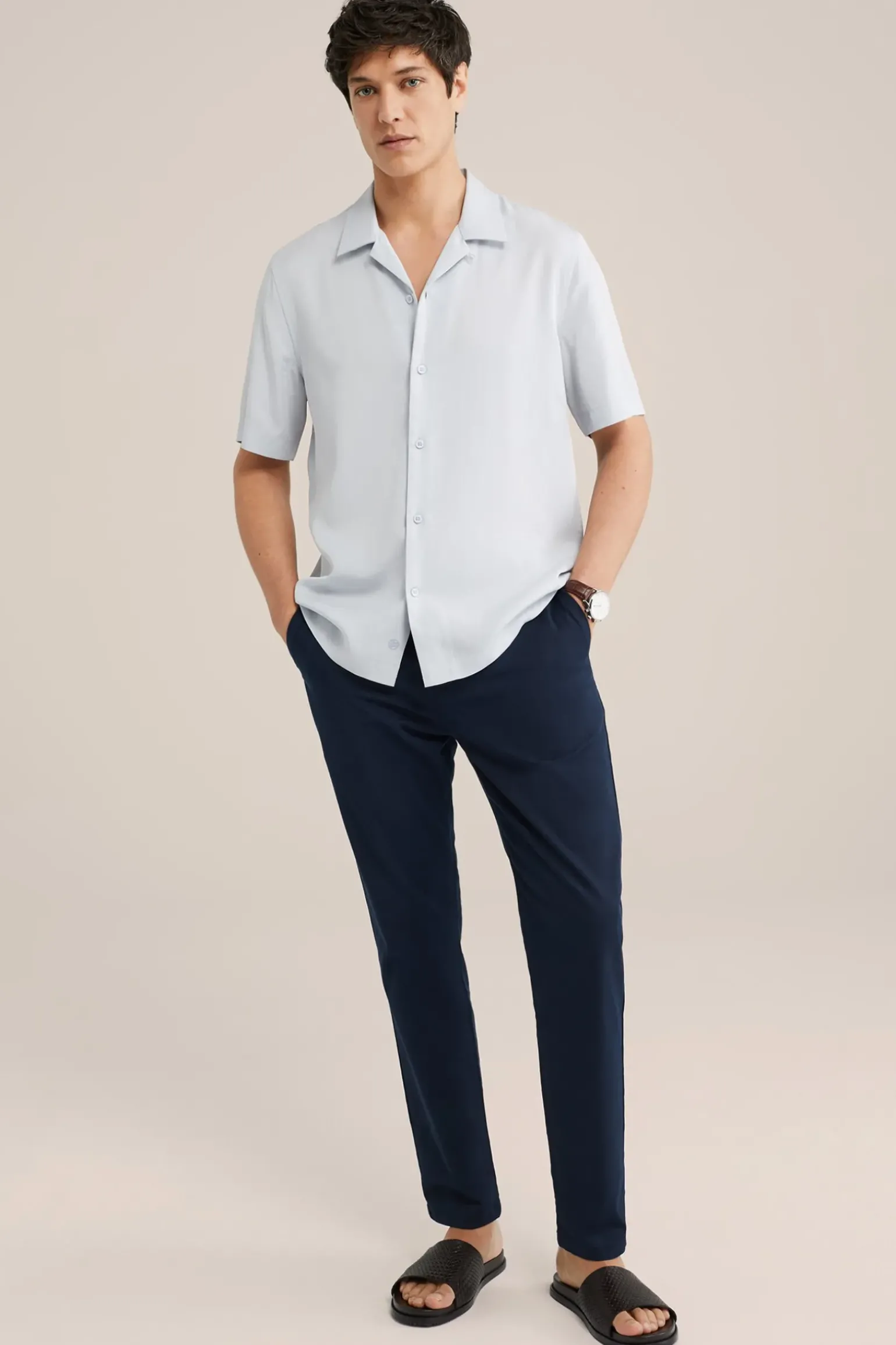 Tapered soft touch chino van katoen modalmix