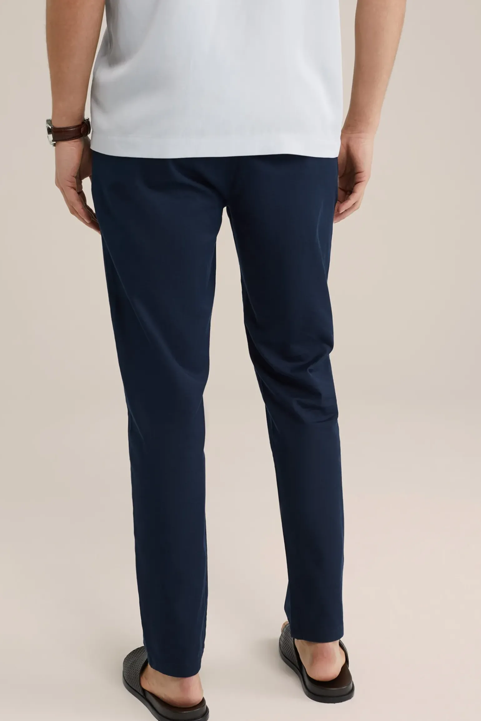 Tapered soft touch chino van katoen modalmix