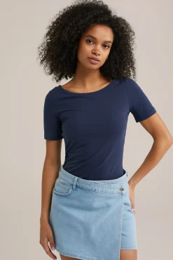 T-shirt met boothals