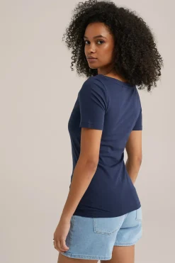 T-shirt met boothals