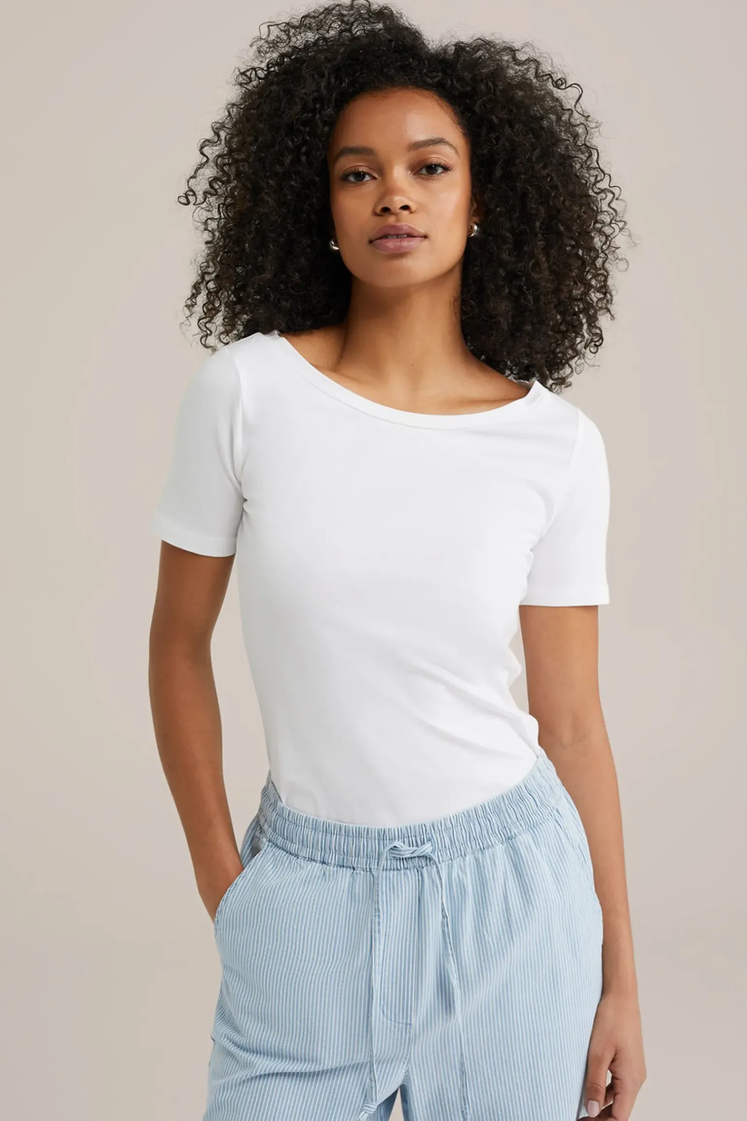T-shirt met boothals