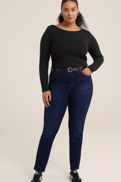 T-shirt met boothals- Curve