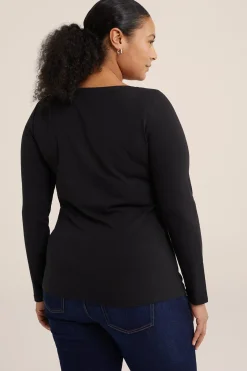 T-shirt met boothals- Curve