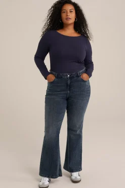 T-shirt met boothals- Curve