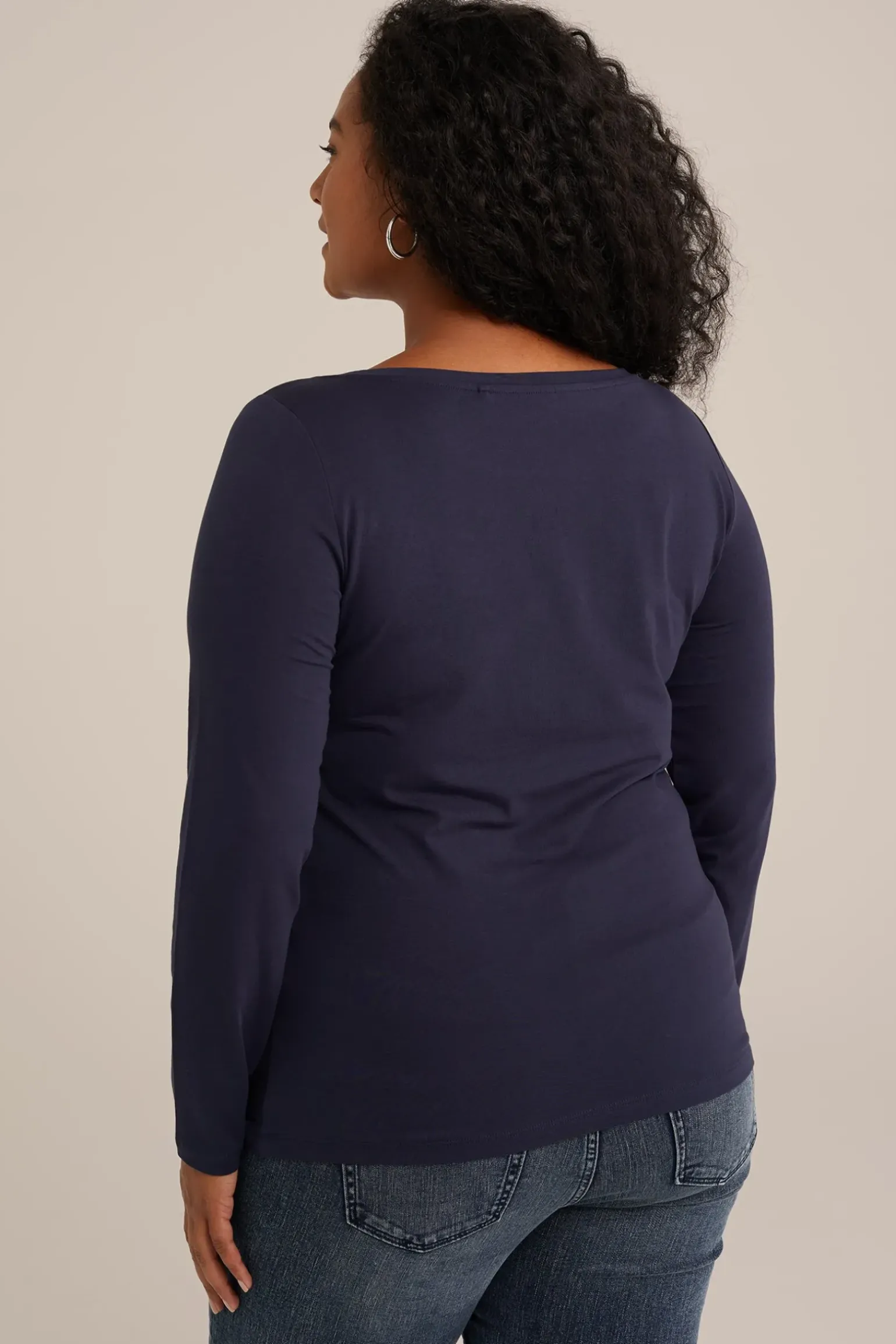 T-shirt met boothals- Curve