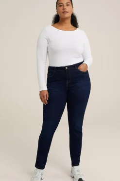 T-shirt met boothals- Curve