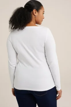 T-shirt met boothals- Curve