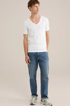 T-shirt met diepe V-hals