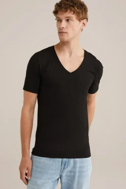T-shirt met diepe V-hals