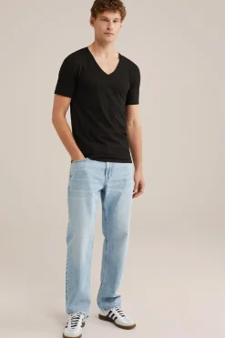 T-shirt met diepe V-hals