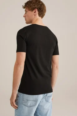 T-shirt met diepe V-hals