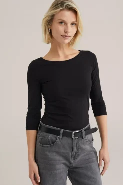 T-shirt met driekwart mouwen