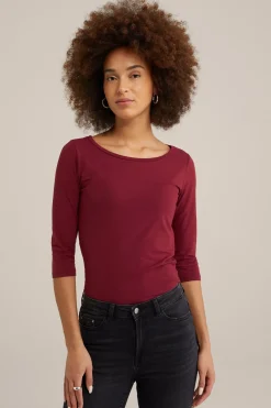 T-shirt met driekwart mouwen