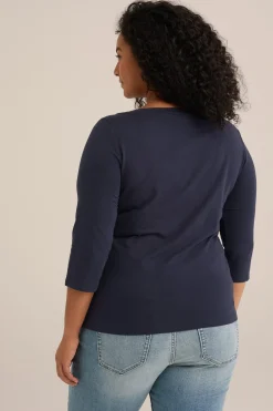 T-shirt met driekwart mouwen - Curve