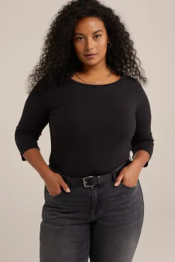 T-shirt met driekwart mouwen - Curve