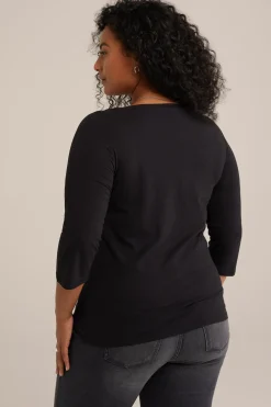 T-shirt met driekwart mouwen - Curve