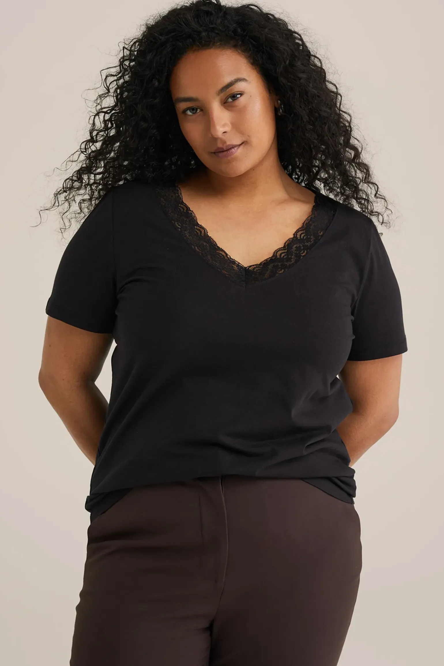 T-shirt met kant - Curve