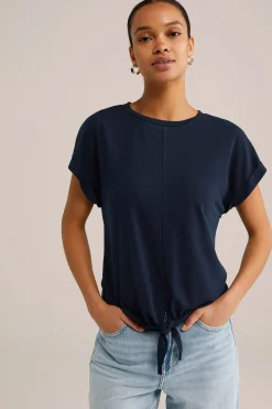 T-shirt met knoopdetail