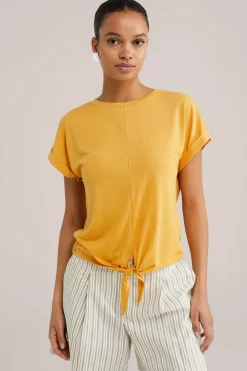 T-shirt met knoopdetail