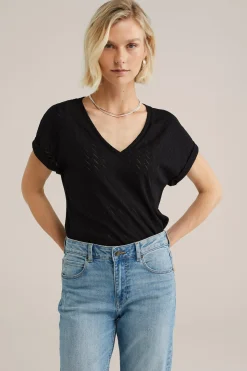 T-shirt met opengewerkt dessin