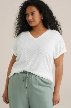 T-shirt met opengewerkt dessin - Curve