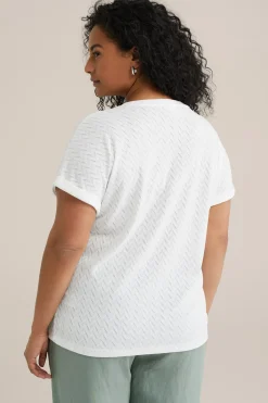 T-shirt met opengewerkt dessin - Curve