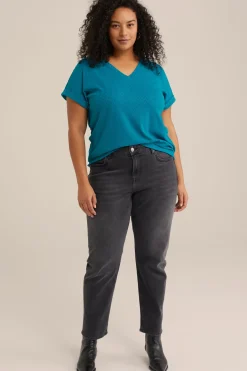 T-shirt met opengewerkt dessin - Curve
