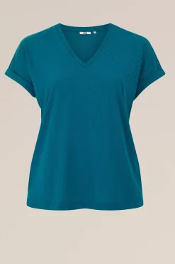 T-shirt met opengewerkt dessin - Curve