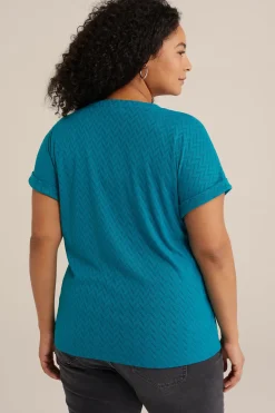 T-shirt met opengewerkt dessin - Curve