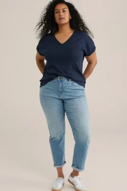 T-shirt met opengewerkt dessin - Curve