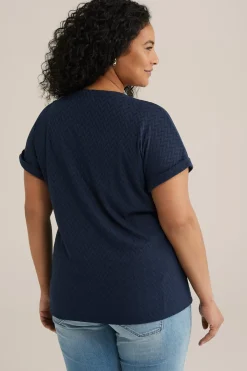 T-shirt met opengewerkt dessin - Curve