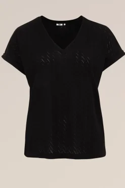 T-shirt met opengewerkt dessin - Curve