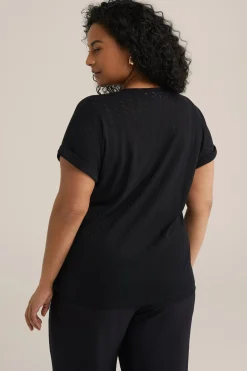 T-shirt met opengewerkt dessin - Curve