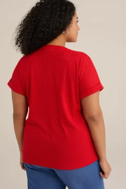 T-shirt met opengewerkt dessin - Curve
