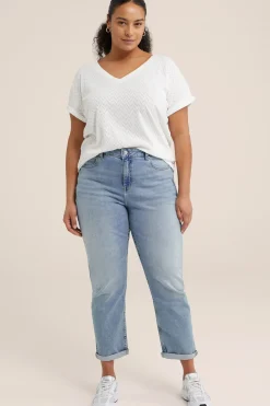 T-shirt met opengewerkt dessin - Curve