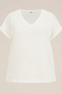 T-shirt met opengewerkt dessin - Curve