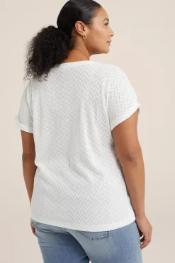T-shirt met opengewerkt dessin - Curve