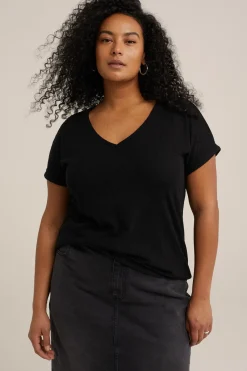 T-shirt met opengewerkt dessin - Curve