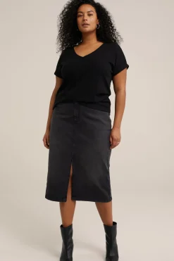 T-shirt met opengewerkt dessin - Curve