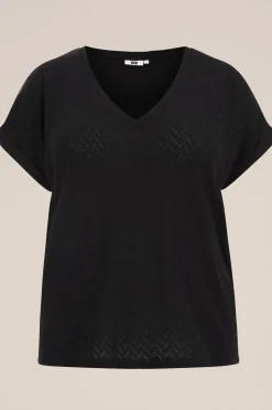 T-shirt met opengewerkt dessin - Curve