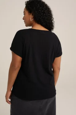 T-shirt met opengewerkt dessin - Curve