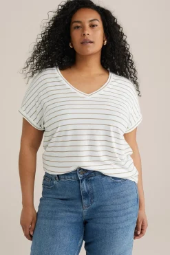 T-shirt met streep - Curve