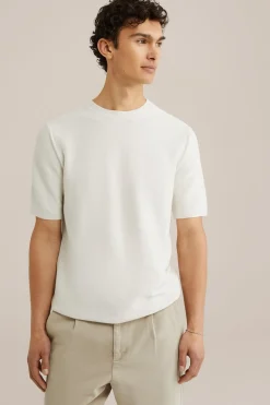 T-shirt met structuur van linnenmix