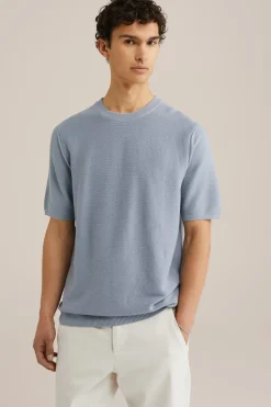 T-shirt met structuur van linnenmix