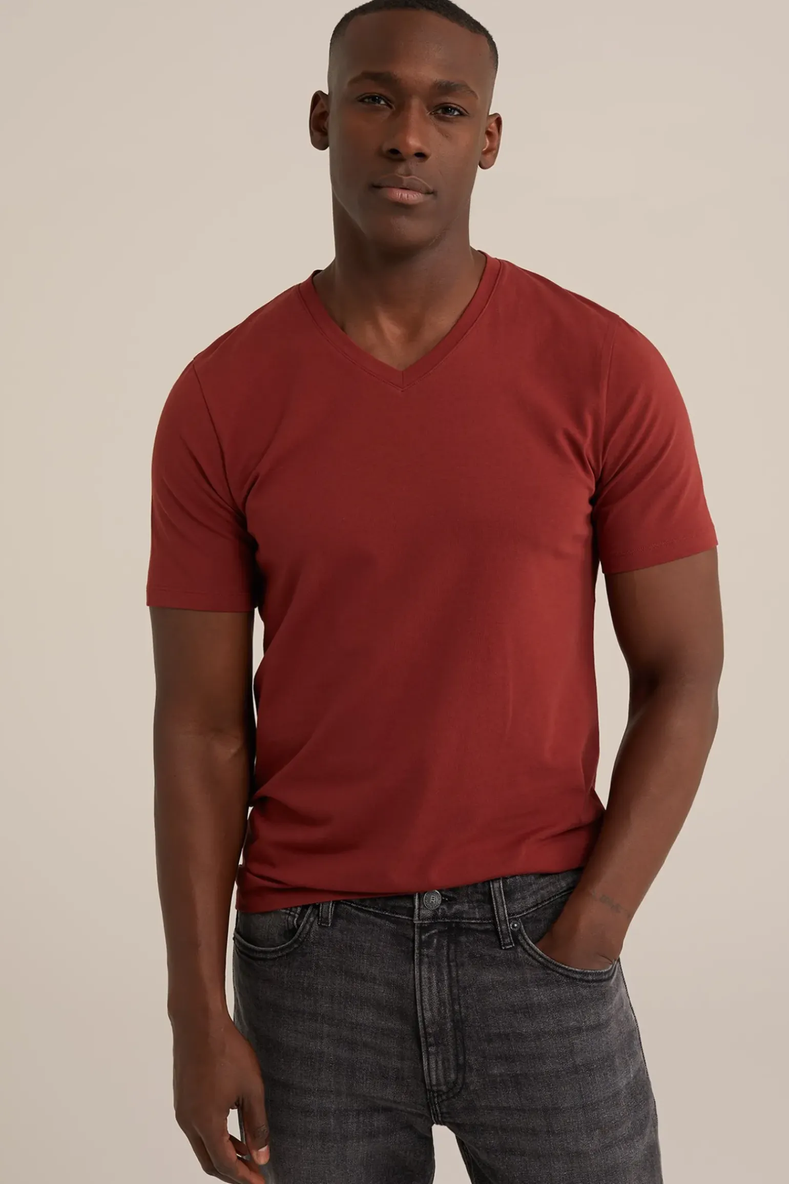 T-shirt met V-hals