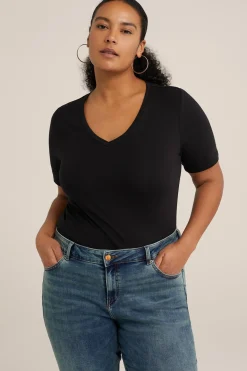T-shirt met V-hals - Curve