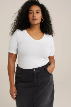 T-shirt met V-hals - Curve